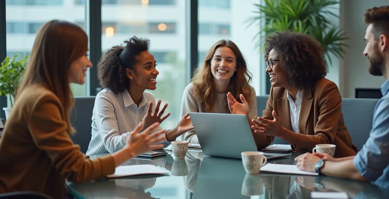 Équipe diverse en réunion de travail créative