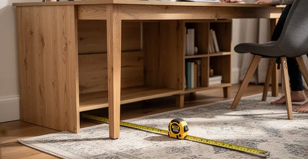 Mesure de l'espace disponible sous un bureau pour caisson de rangement